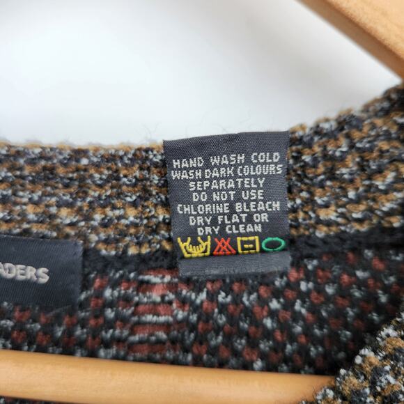 Cotton Traders Men's XL Tall Sweater Brown Black Plaid Acrylic Wool Blend - Picture 5 of 5